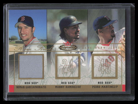 2003 Fleer Mystique Rare Finds Gold NG Ramirez Martinez Garciaparra Jersey 14/15
