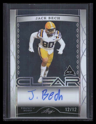 2022 Leaf Trinity Clear Autographs Silver Spectrum Jack Bech Rookie Auto 12/12