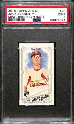 2018 Topps Allen and Ginter Mini Brooklyn Back 28 Jack Flaherty RC 13/25 PSA 9