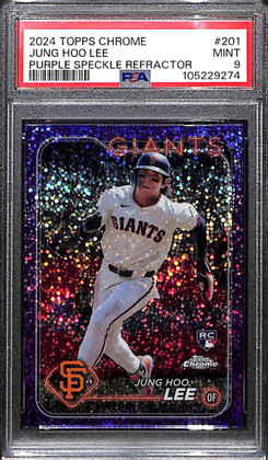 2024 Topps Chrome Purple Speckle Refractor 201 Jung Hoo Lee Rookie 127/299 PSA 9