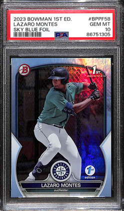 2023 Bowman 1st Edition Sky Blue bppf58 Lazaro Montes Rookie PSA 10 GEM MT