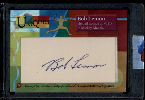 2025 Historic Autographs Uniques Bob Lemon Cut Auto 1/1 Yielded HR 180 to Mantle