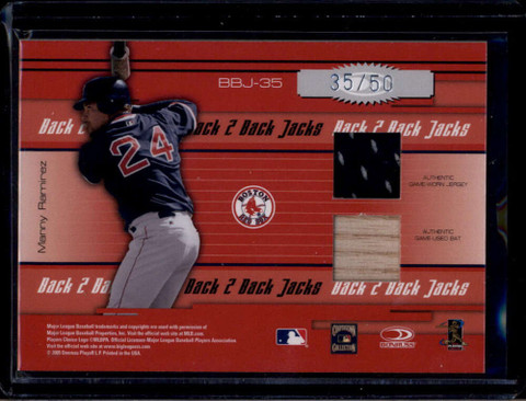 2005 Donruss Elite Back 2 Jacks Manny Ramirez Jim Rice Dual Bat Jersey 35/50