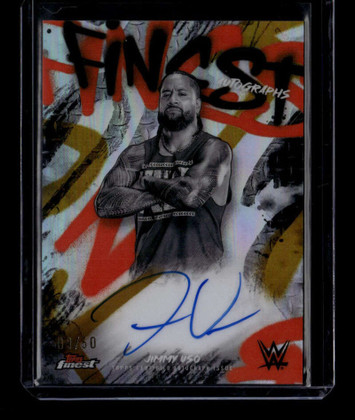 2025 Finest WWE Finest Autographs Gold Refractor FAUSO Jimmy Uso Auto 9/50