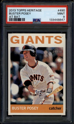 2013 Topps Heritage 490b Buster Posey At Bat Action SP PSA 9 MINT
