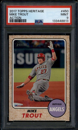 2017 Topps Heritage 450b Mike Trout Action SP PSA 9 MINT