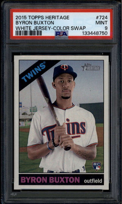 2015 Topps Heritage 724c Byron Buxton White Jersey Color Swap SP PSA 9 MINT
