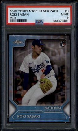 2025 Topps Chrome National Convention Silver Pack mlb8 Roki Saski Rookie PSA 9