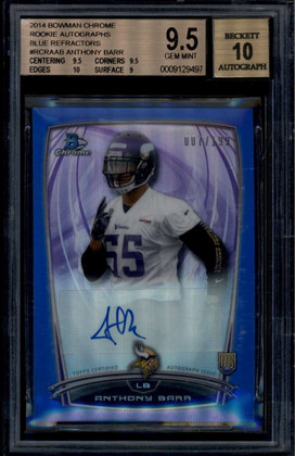 2014 Bowman Chrome Autographs Blue Refractor Anthony Barr RC Auto 7/199 BGS 9.5