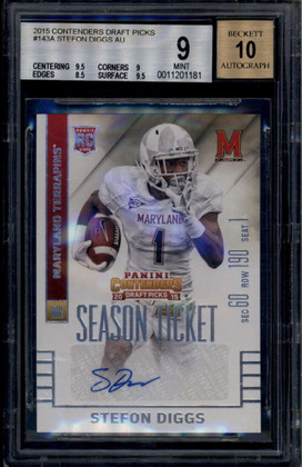 2015 Panini Contenders Draft Picks 143a Stefon Diggs Rookie Auto BGS 9 MINT 10