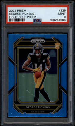 2022 Panini Prizm Prizms Light Blue Refractor 329 George Pickens Rookie PSA 9