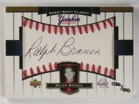 2003 UD Sweet Spot Yankee Greats Ralph Branca Autograph #D30/100 #YGRB