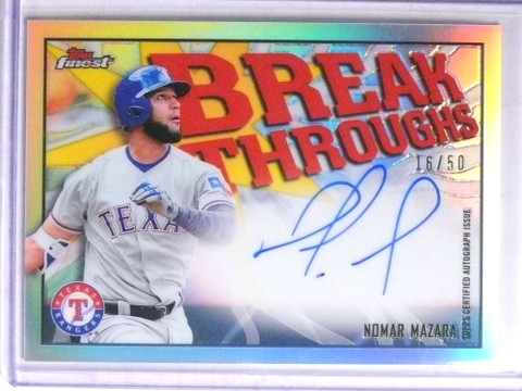 2017 Topps Finest Brek Throughs Refractor Nomar Mazara autograph #D16/50