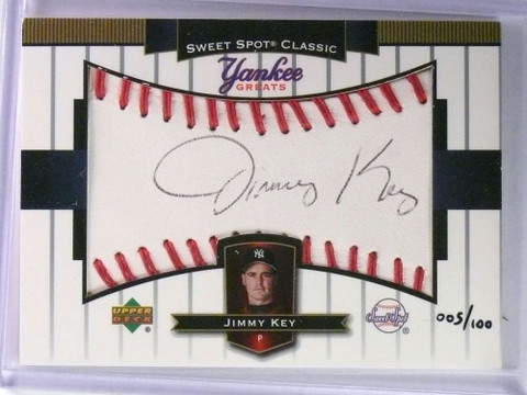 2003 UD Sweet Spot Classic Yankee Greats Autograph Jimmy Key #D005/100 
