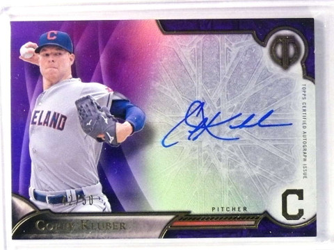 2016 Topps Tribute Purple Corey Kluber Autograph auto #D42/50 #TACK