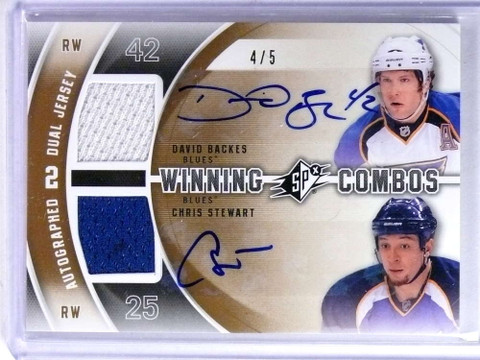 2011-12 SPx Winning Combos Stewart Backes Jersey Autograph #D4/5 #ECCD