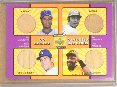 2001 UD Decade 1970's Joe Morgan Dave Parker Steve Garvey Madlock Bat Quad
