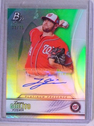 2016 Bowman Platinum Green Lucas Giolito Autograph Auto #D33/75 #PPALG