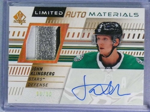 2019-20 SP Authentic Limited John Klingberg Patch Jersey Autograph Auto #06/50 