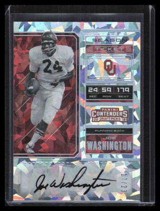 2018 Panini Contenders Draft Signatures Cracked Ice 4 Joe Washington Auto 17/23