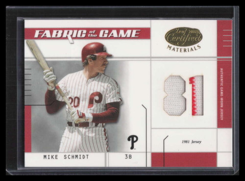 2003 Leaf Certified Materials Fabric of the Game 67jy Mike Schmidt Jersey 34/81