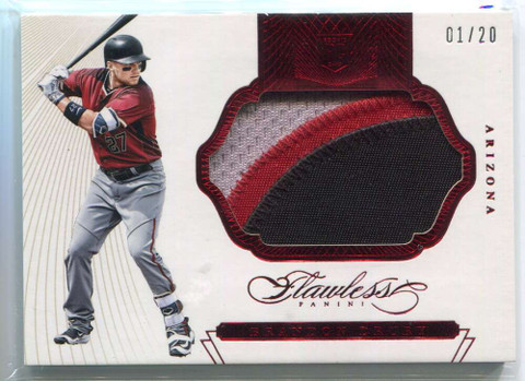 2016 Panini Flawless Rookie Patches Ruby 20 Brandon Drury Rookie Patch 1/20