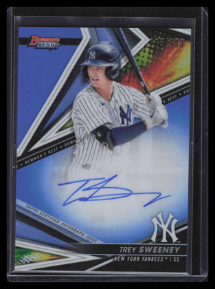 2022 Bowman's Best Autographs Blue Refractor Trey Sweeney Rookie Auto 105/150