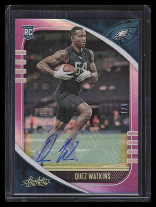 2020 Absolute Signature Rookies Spectrum Purple 186 Quez Watkins Rookie Auto 1/5