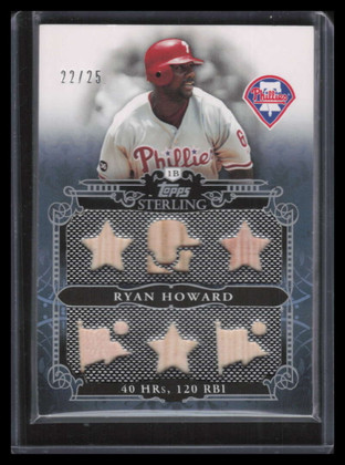 2010 Topps Sterling Stats Relics Six ssr86 Ryan Howard Six Piece Bat 22/25