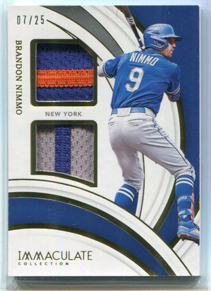 2022 Immaculate Collection Materials Duals Prime 3 Brandon Nimmo Dual Patch 7/25