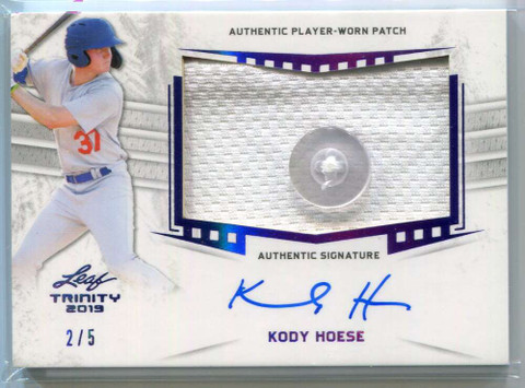 2019 Leaf Trinity Autographs Purple Kody Hoese Rookie Button Patch Auto 2/5