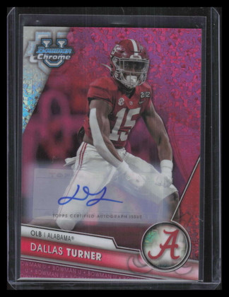 2023 Bowman Chrome U Autographs Fuchsia Refractor Dallas Turner RC Auto 63/150