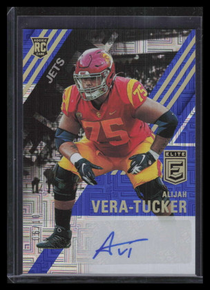 2021 Elite Rookie Autographs Blue 29 Alijah Vera-Tucker Rookie Auto 6/10