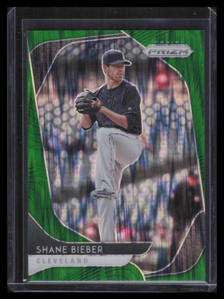 2020 Panini Prizm Prizms Forrest Green Flash Refractor 36 Shane Bieber 1/5