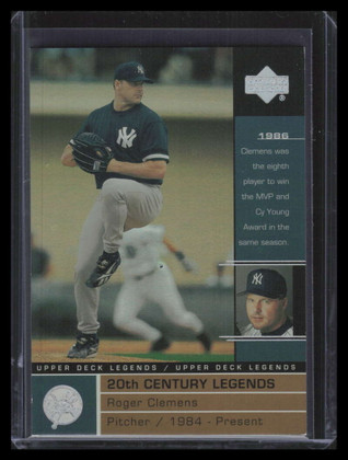 2000 Upper Deck Legends Commemorative Collection 112 Roger Clemens 20c 75/100