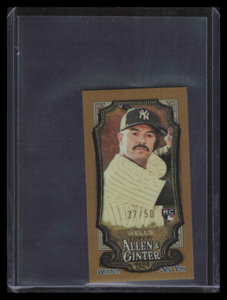 2024 Topps Allen and Ginter Chrome Mini Gold Refractor 53 Austin Wells RC 37/50