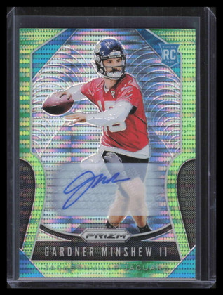 2019 Panini Prizm Autographs Prizms Neon Green 322 Gardner Minshew Rookie Auto