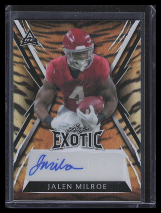 2023 Leaf Exotic Prismatic Tiger bajm1 Jalen Milroe Rookie Auto 14/15