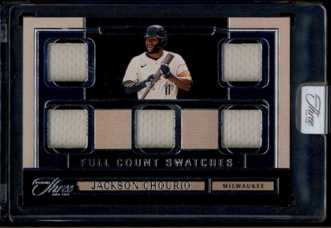 2025 Panini Three and Two Full Count Swatches 30 Jackson Chourio 5 Jersey 2/49