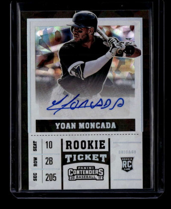2017 Panini Contenders Rookie Cracked Ice Ticket 3 Yoan Moncada Rookie Auto 1/24