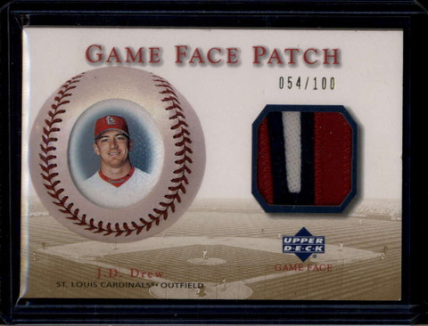 2003 Upper Deck Game Face Patch DR J. D. Drew Home Patch 54/100