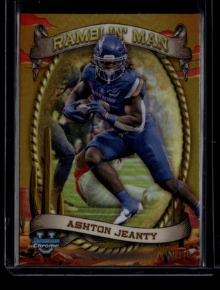 2024 Bowman Chrome U Ramblin' Man Gold Refractor rm8 Ashton Jeanty RC 10/50