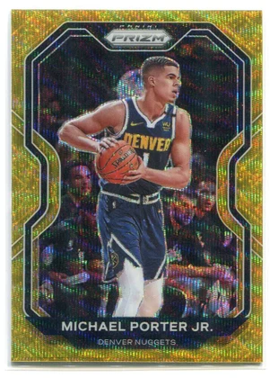 2020-21 Panini Prizm Prizms Gold Wave Refractor 86 Michael Porter Jr.