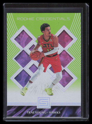 2018-19 Panini Status Rookie Credentials Green 8 Trae Young Rookie