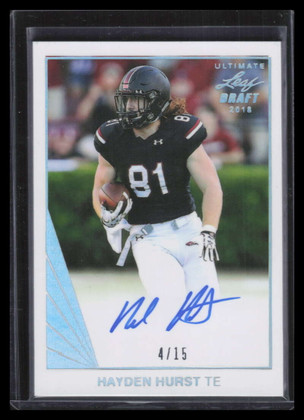 2018 Leaf Ultimate Draft Silver Spectrum bahh1 Hayden Hurst Rookie Auto 4/15