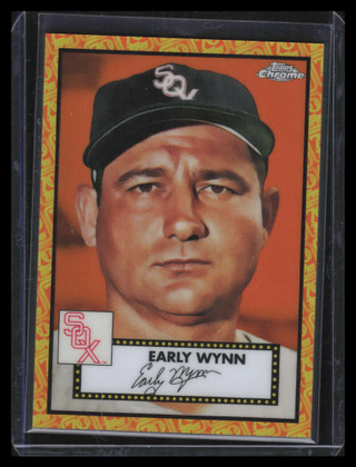 2021 Topps Chrome Platinum Orange and Yellow 70th Refractor 620 Early Wynn 6/25