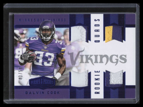 2017 Panini Plates and Patches Blue 11 Dalvin Cook Rookie Quad Patch 43/50