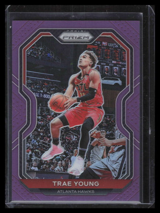 2020-21 Panini Prizm Prizms Purple Refractor 64 Trae Young 75/99