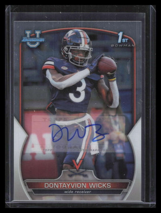 2022 Bowman Chrome University Autographs 96 Dontayvion Wicks Rookie Auto