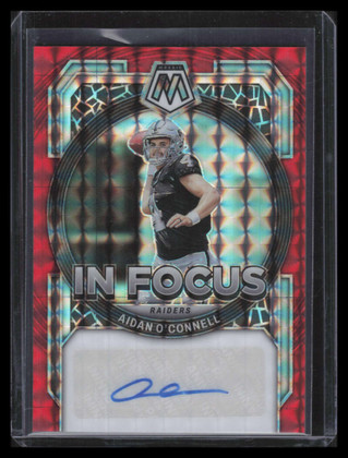 2023 Panini Mosaic In Focus Signatures Red 4 Aidan O'Connell Rookie Auto 111/199